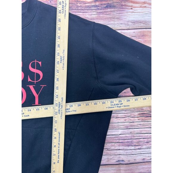 Express "Boss Lady" Womens Black Pockets Sweatshirt Small - Picture 6 of 6